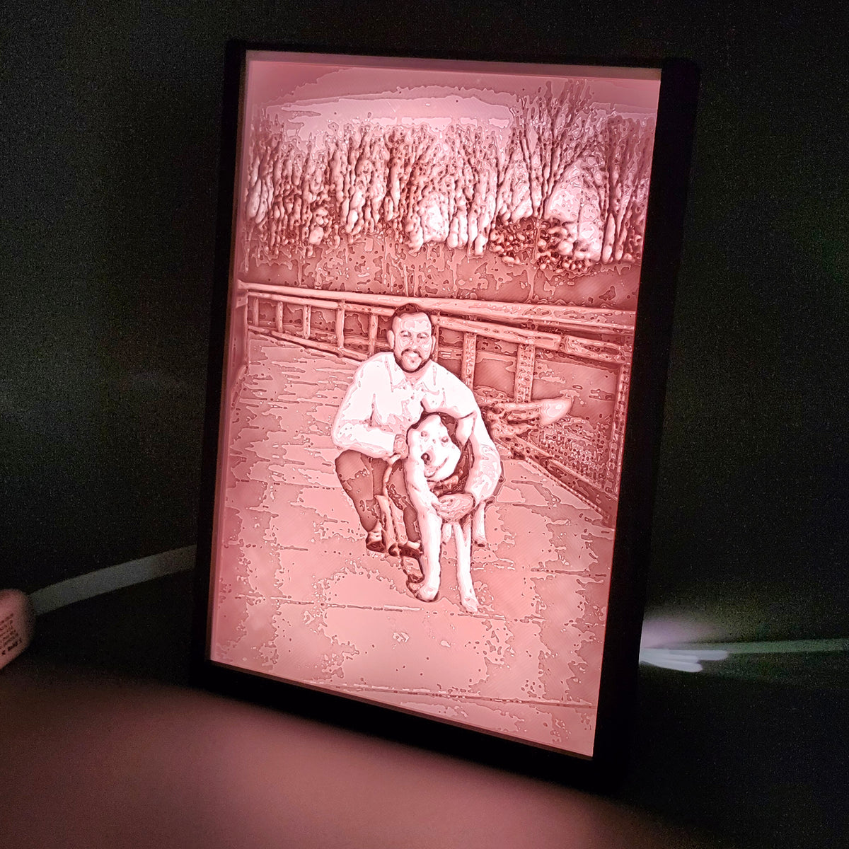 5x7 Vertical LED Lithophane Frame with Lithophane
